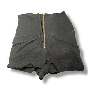 Charlotte Russe Black High Waist Shorts with Gold Zipper